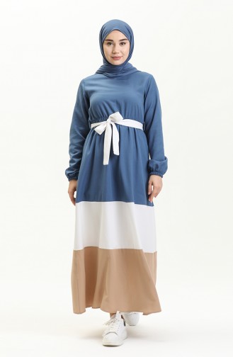 Indigo Hijab Kleider 10347-03