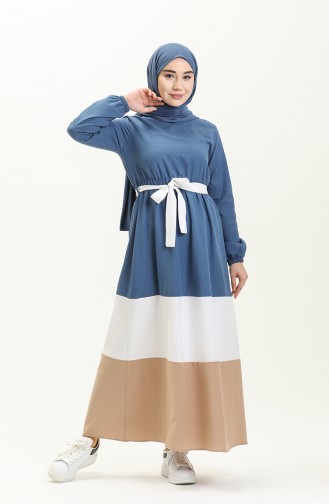 Indigo Hijab Kleider 10347-03