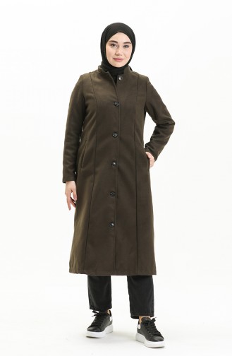Düğmeli Kaşe Kaban 4018-12 Haki