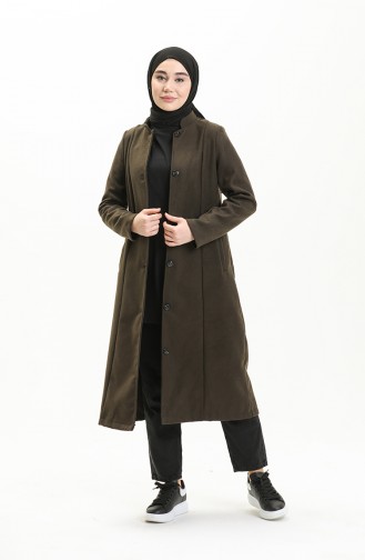 Düğmeli Kaşe Kaban 4018-12 Haki