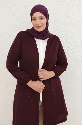 Kadın Büyük Beden Ottoman Cepli Çelik Hırka 4969 1 Mürdüm