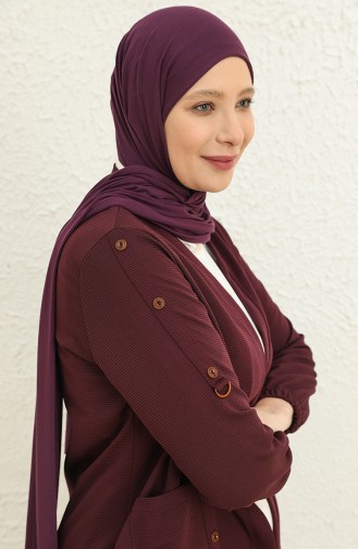 Kadın Büyük Beden Ottoman Cepli Çelik Hırka 4969 1 Mürdüm