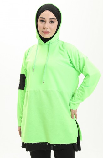 Pamuklu Tunik Pantolon Eşofman Takım 2030-03 Neon Yeşili