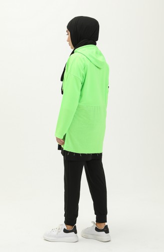 Cotton Tunic Trousers Tracksuit 2030-03 Neon Green 2030-03