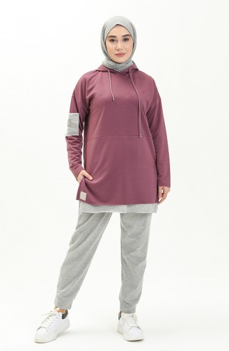 Cotton Tunic Trousers Tracksuit 2030-02 Dusty Rose 2030-02
