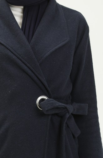 Side Tie Stamp Coat 6040-05 Navy Blue 6040-05