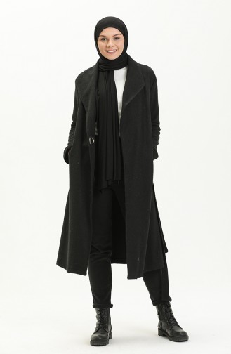 معطف طويل أسود 6040-01