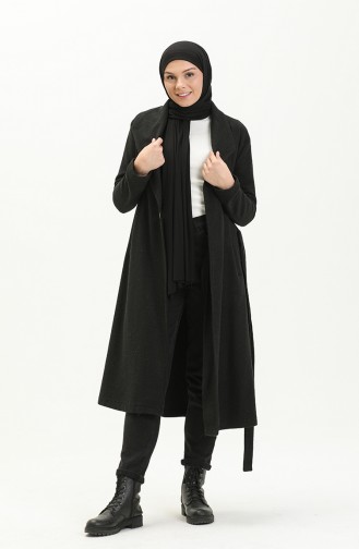 معطف طويل أسود 6040-01