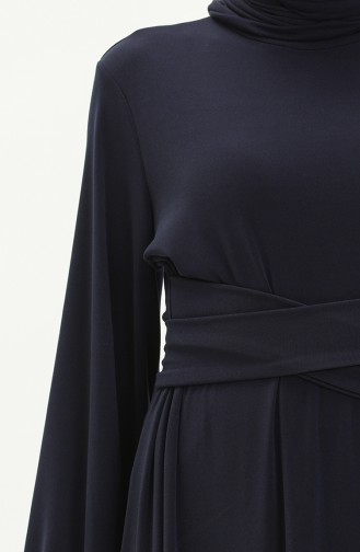 Oyya Balon Kol Beli Bağlamalı Elbise 228459A-01 Lacivert