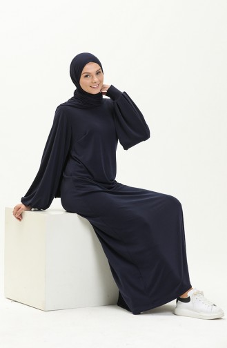 Dunkelblau Hijab Kleider 228461-01