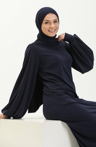 Navy Blue Hijab Dress 228461-01