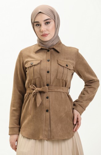 Cepli Süet Gömlek 0657-03 Koyu Vizon