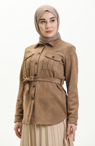 Cepli Süet Gömlek 0657-03 Koyu Vizon