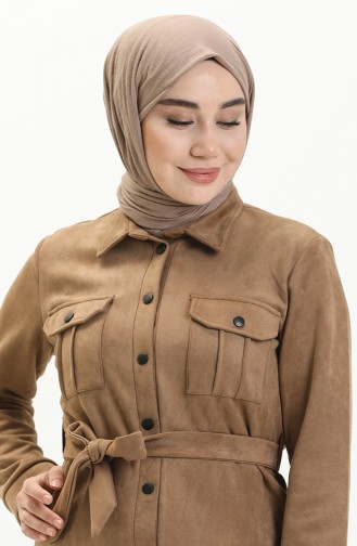 Cepli Süet Gömlek 0657-03 Koyu Vizon