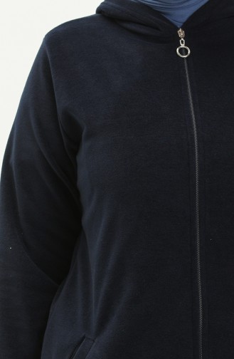 Plus Size Fleece Cardigan 0007-02 Navy Blue 0007-02