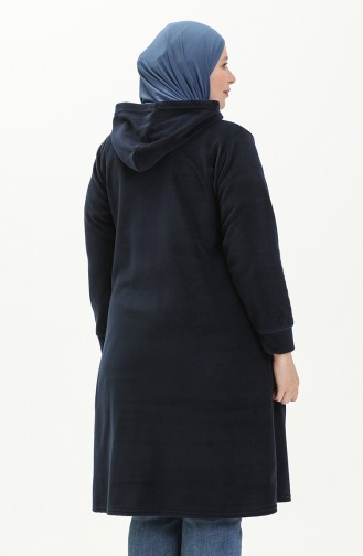 Plus Size Fleece Cardigan 0007-02 Navy Blue 0007-02