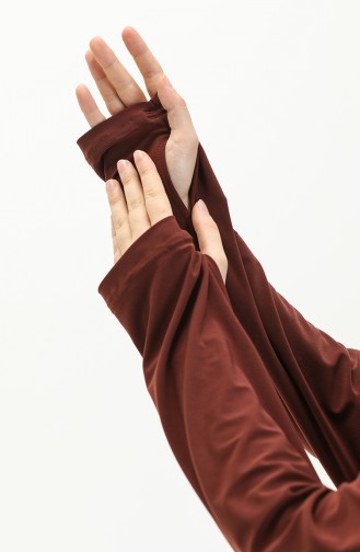 Sefamerve Nazma Çıtçıtlı Namaz Elbisesi 228460-04 Kahverengi