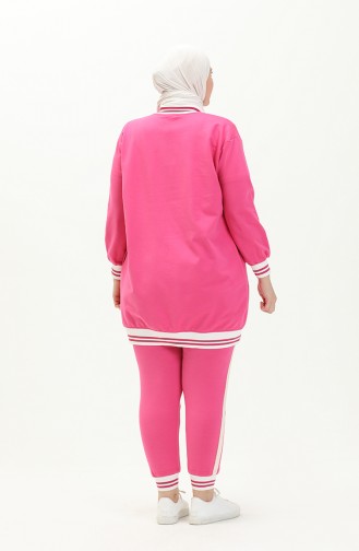 Plus Size Three Piece Tracksuit 6000-02 Fuchsia 6000-02