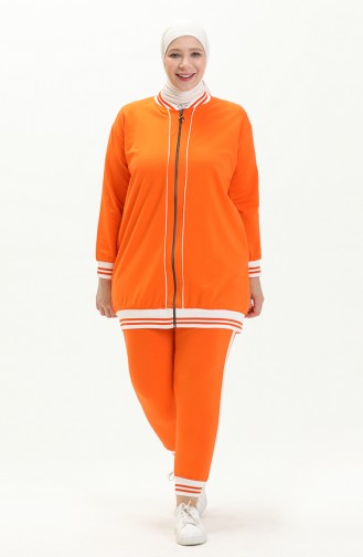 Plus Size Three Piece Tracksuit 6000-04 Orange 6000-04