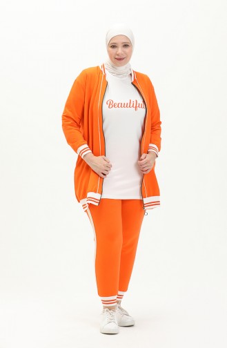 Plus Size Three Piece Tracksuit 6000-04 Orange 6000-04