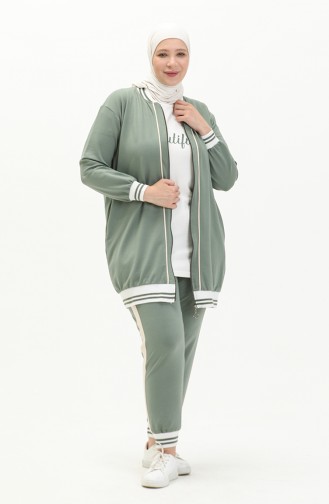 Plus Size Three Piece Tracksuit 6000-06 Mint Green 6000-06