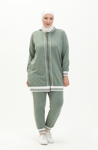 Plus Size Three Piece Tracksuit 6000-06 Mint Green 6000-06