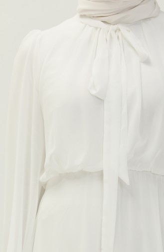 Weiß Hijab-Abendkleider 5440-01