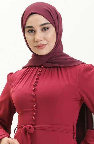 Plum Hijab Evening Dress 5695-10