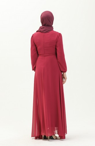 Plum Hijab Evening Dress 5695-10