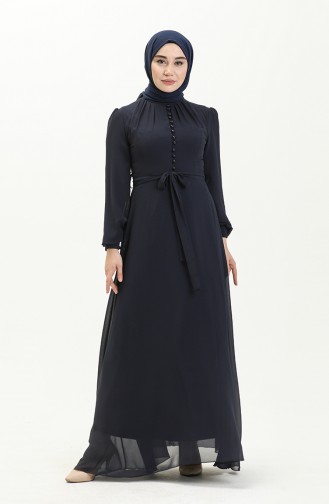 Navy Blue İslamitische Avondjurk 5695-11