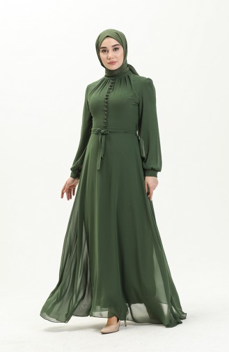 Khaki Hijab Evening Dress 5695-12