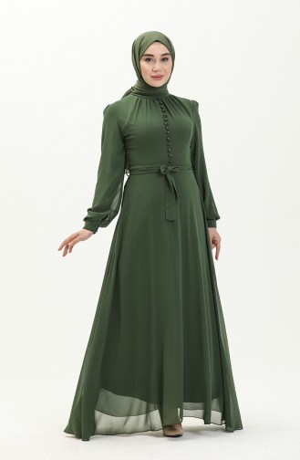 Khaki Hijab Evening Dress 5695-12