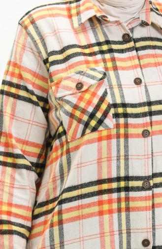 Plus Size Buttoned Flannel Tunic 2002-04 Cream Yellow 2002-04