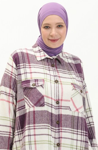 Große Größe Ecossai gemusterte lange Tunika 2003-05 Violett 2003-05