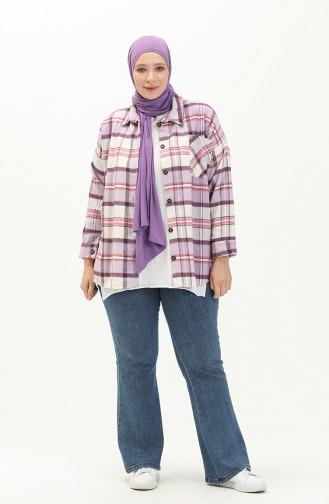 Plus Size Plaid Tunic 2009-05 Lilac 2009-05