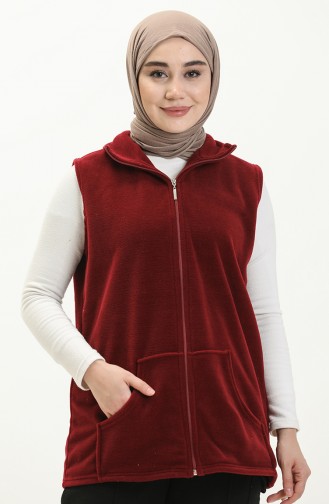 Fleece-Strickjacke mit Kapuze 0008-02 Burgunderrot 0008-02