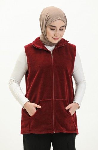 Fleece-Strickjacke mit Kapuze 0008-02 Burgunderrot 0008-02