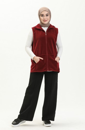 Fleece-Strickjacke mit Kapuze 0008-02 Burgunderrot 0008-02