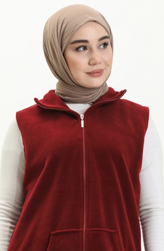 Fleece-Strickjacke mit Kapuze 0008-02 Burgunderrot 0008-02