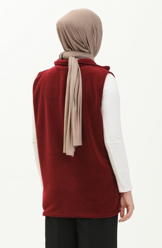 Fleece-Strickjacke mit Kapuze 0008-02 Burgunderrot 0008-02