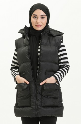 Gilet Matelassé à Capuche 5192-01 Noir 5192-01