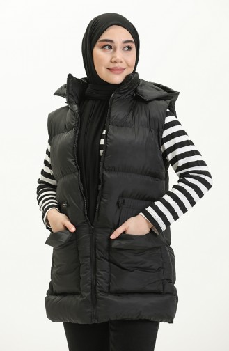 Gilet Matelassé à Capuche 5192-01 Noir 5192-01