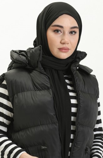 Gilet Matelassé à Capuche 5192-01 Noir 5192-01