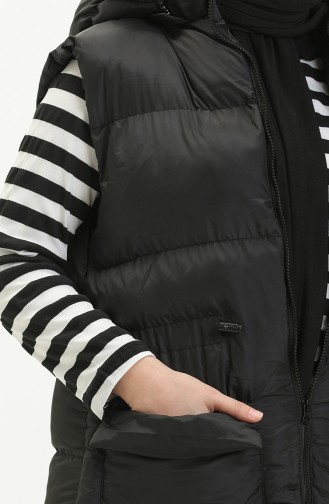 Gilet Matelassé à Capuche 5192-01 Noir 5192-01