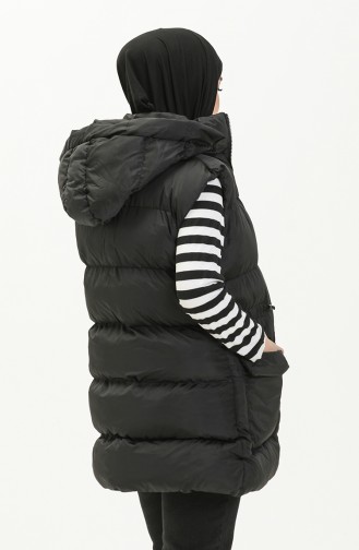 Gilet Matelassé à Capuche 5192-01 Noir 5192-01