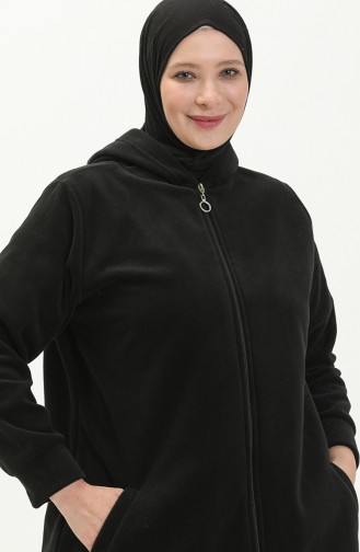 Büyük Beden Polar Hırka 0007-04 Siyah