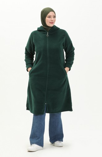 Übergröße Fleece-Strickjacke 0007-05 Smaragdgrün 0007-05