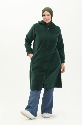 Übergröße Fleece-Strickjacke 0007-05 Smaragdgrün 0007-05