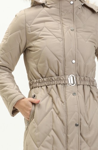 Belted Quilted Coat 505722-02 Stone 505722-02