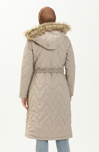 Belted Quilted Coat 505722-02 Stone 505722-02